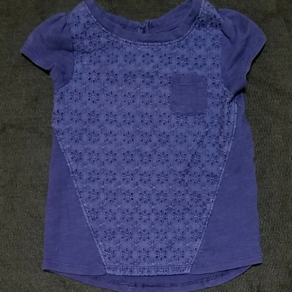 Cat & Jack 2T navy blue eyelet short sleeve tee with pocket